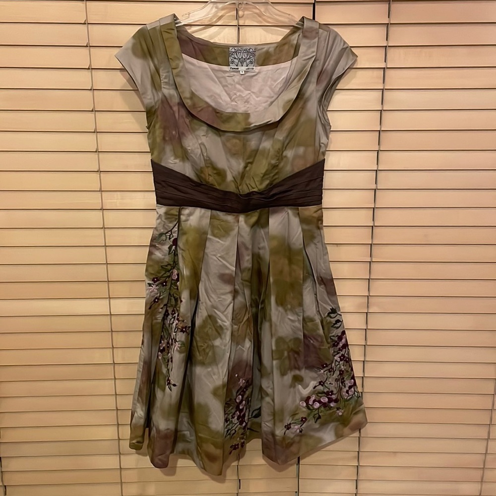 Floreat for Anthropologie Floral Embroidered Green Dress - Picture 3 of 14